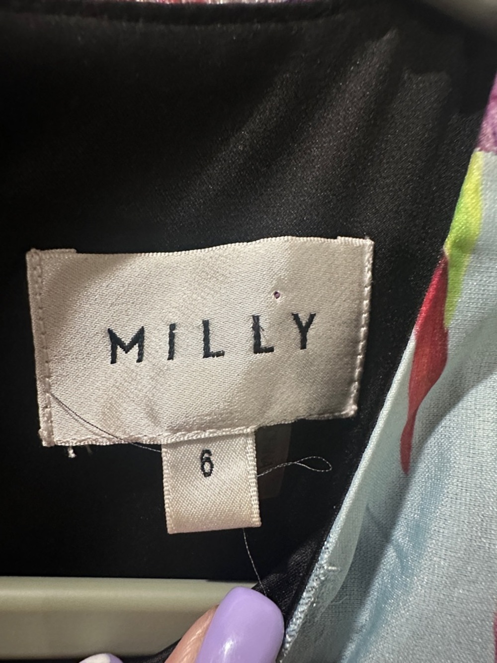 Milly Pastel Blue Dress with Metallic Multicolor Floral Accents - Picture 3 of 12